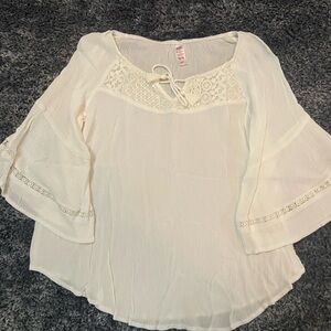 Justice Cream Lace-Trim Bell Sleeve Tunic, XL, 14/16